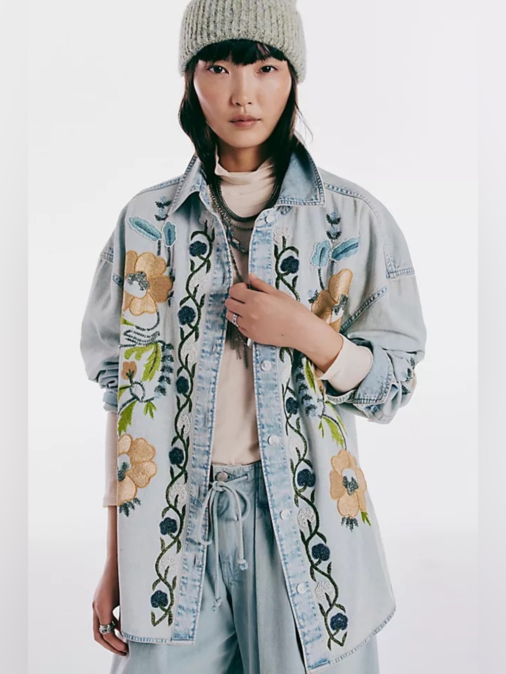 Free People Mi Amor Denim Button Down NWT Size XS
